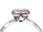 Solitaire Engagement Ring Setting for Fancy Pink Asscher Cut Center with Plain Split Shank and Prong Head in Platinum