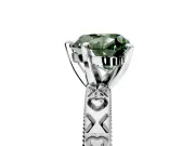 Solitaire Engagement Ring Setting for Fancy Green Heart-Shaped Center with XO Engraved Band and Prong Head in Sterling Silver