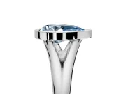 Solitaire Engagement Ring Setting for Fancy Blue Pear-Shaped Center with V Split Shank and Bezel Head in Sterling Silver