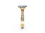 Solitaire Engagement Ring Setting for Fancy Blue Marquise Center with Channel-Set Accents and Prong Head in Yellow Gold