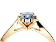 Solitaire Engagement Ring Setting for Fancy Blue Pear-Shaped Center with Tapered Shoulders and Prong Head in Yellow Gold