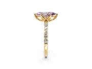 Solitaire Engagement Ring Setting for Fancy Pink Marquise Center with Fine Pave Accents and Prong Head in Yellow Gold