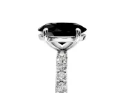 Solitaire Engagement Ring Setting for Fancy Black Oval Center with Pave Accents and Prong Head in White Gold