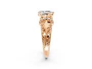 Solitaire Engagement Ring Setting for Pear-Shaped Center with Filigree Accent Basket and Prong Head in Rose Gold
