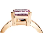Solitaire Engagement Ring Setting for Fancy Pink Asscher Cut Center with Plain Band and Flat Tab Prong Head in Rose Gold