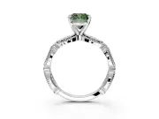 Solitaire Engagement Ring Setting for Fancy Green Cushion Cut Center with Marquise Panel Band and Prong Head in Sterling Silver