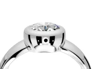 Solitaire Engagement Ring Setting for Oval Center with Wide Band and Bezel Head in Sterling Silver