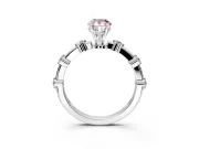 Solitaire Engagement Ring Setting for Fancy Pink Pear-Shaped Center with Bezel Station Band and Prong Head in Sterling Silver