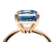 Minimalist Solitaire Engagement Ring Setting for Fancy Blue Asscher Cut Center with Thin Band and Prong Head in Rose Gold
