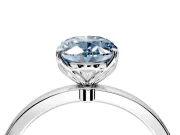 Solitaire Engagement Ring Setting for Fancy Blue Oval Center with Thin Rounded Plain Band and Prong Head in Platinum