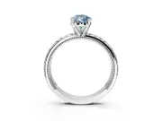 Solitaire Engagement Ring Setting for Fancy Blue Pear-Shaped Center with Milgrain X Pattern Band and Prong Head in Platinum