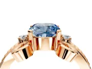 Solitaire Engagement Ring Setting for Fancy Blue Cushion Cut Center with Twisted Band and Scroll Prong Head in Rose Gold