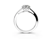 Solitaire Engagement Ring Setting for Round Cut Center with Open Cathedral Shoulders and Prong Head in Sterling Silver