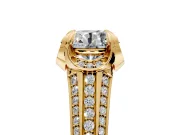 Solitaire Engagement Ring Setting for Round Cut Center with Accented Split Shank and Prong Head in Yellow Gold