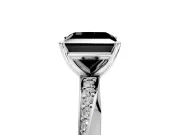 Side Accent Engagement Ring Setting for Fancy Black Princess Cut Center with Accent Shoulders and Prong Head in Platinum
