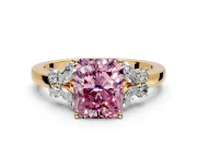 Solitaire Engagement Ring Setting for Fancy Pink Radiant Cut Center with Marquise Flower Shoulders and Prong Head in Yellow Gold