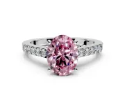 Solitaire Engagement Ring Setting for Fancy Pink Oval Center with Crossover Accents and Prong Head in Platinum