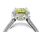 Solitaire Engagement Ring Setting for Fancy Yellow Radiant Cut Center with Accented Split Shank and Prong Head in Sterling Silver