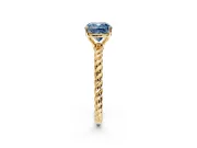 Solitaire Engagement Ring Setting for Fancy Blue Cushion Cut Center with Plain Twisted Rope Band and Prong Head in Yellow Gold