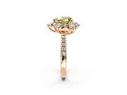 Floral Halo Engagement Ring Setting for Fancy Yellow Heart-Shaped Center with Pave Accents and Prong Head in Rose Gold