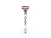 Solitaire Engagement Ring Setting for Fancy Pink Asscher Cut Center with Alternating Size Accents and Prong Head in Sterling Silver