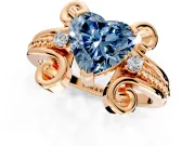 Solitaire Engagement Ring Setting for Fancy Blue Heart-Shaped Center with Twisted Band and Scroll Prong Head in Rose Gold