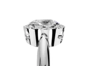 Halo Engagement Ring Setting for Oval Center with Tapered Plain Band and Prong Head in Sterling Silver