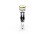 Solitaire Engagement Ring Setting for Fancy Yellow Princess Cut Center with Grooved Bar Accent Band and Prong Head in Sterling Silver