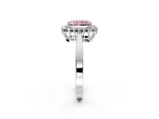 Starburst Halo Engagement Ring Setting for Fancy Pink Radiant Cut Center with Flat Cathedral Band and Prong Head in Platinum