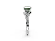 Solitaire Engagement Ring Setting for Fancy Green Princess Cut Center with Marquise Accent Twist Band and Prong Head in Sterling Silver