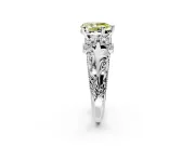Solitaire Engagement Ring Setting for Fancy Yellow Pear-Shaped Center with Filigree Accent Basket and Prong Head in Platinum