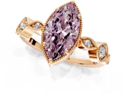 Vintage Station Engagement Ring Setting for Fancy Pink Marquise Center with Accents and Prong Head in Rose Gold