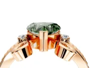 Solitaire Engagement Ring Setting for Fancy Green Heart-Shaped Center with Twisted Band and Scroll Prong Head in Rose Gold