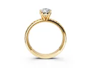 Solitaire Engagement Ring Setting for Pear-Shaped Center with Milgrain X Pattern Band and Prong Head in Yellow Gold