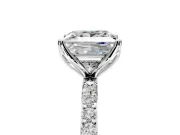 Solitaire Engagement Ring Setting for Princess Cut Center with Fine Pave Accents and Prong Head in Platinum
