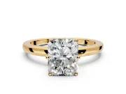 Solitaire Engagement Ring Setting for Radiant Cut Center with Plain Band and Tulip Prong Head in Yellow Gold