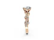 Solitaire Engagement Ring Setting for Heart-Shaped Center with Bar-Station Pave Twist and Prong Head in Rose Gold