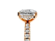 Solitaire Engagement Ring Setting for Radiant Cut Center with Band of Accents and Prong Head in Rose Gold