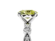 Solitaire Engagement Ring Setting for Fancy Yellow Oval Center with Milgrain Bezel Accents and Prong Head in Sterling Silver