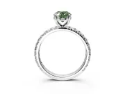 Solitaire Engagement Ring Setting for Fancy Green Oval Center with Shared-Prong Accents and Prong Head in Sterling Silver