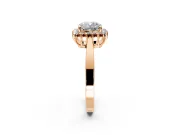 Starburst Halo Engagement Ring Setting for Cushion Cut Center with Flat Cathedral Band and Prong Head in Rose Gold