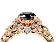 Solitaire Engagement Ring Setting for Fancy Black Oval Center with Filigree Band and Prong Head in Rose Gold