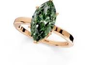 Hidden Halo Engagement Ring Setting for Fancy Green Marquise Center with Wide Flat Plain Band and Prong Head in Rose Gold