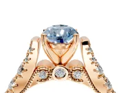 Solitaire Engagement Ring Setting for Fancy Blue Pear-Shaped Center with Pave Cathedral Shoulders and Prong Head in Rose Gold
