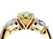 3 Stone Engagement Ring Setting for Fancy Yellow Pear-Shaped Center with Large Pear-Shaped Accents and Prong Head in Yellow Gold