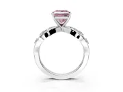 Solitaire Engagement Ring Setting for Fancy Pink Princess Cut Center with Criss-Cross Accent Band and Prong Head in Platinum
