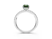 Solitaire Engagement Ring Setting for Fancy Green Emerald Cut Center with Fine Pave Band and Prong Head in Platinum