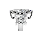 Floral Engagement Ring Setting for Marquise Center with Marquise Cluster Shoulders and Prong Head in White Gold