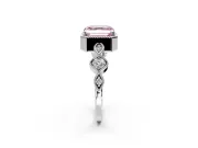 Vintage Station Engagement Ring Setting for Fancy Pink Asscher Cut Center with Accents and Prong Head in Platinum