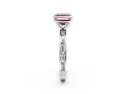 Solitaire Engagement Ring Setting for Fancy Pink Asscher Cut Center with Channel Baguette Band and Prong Head in Platinum